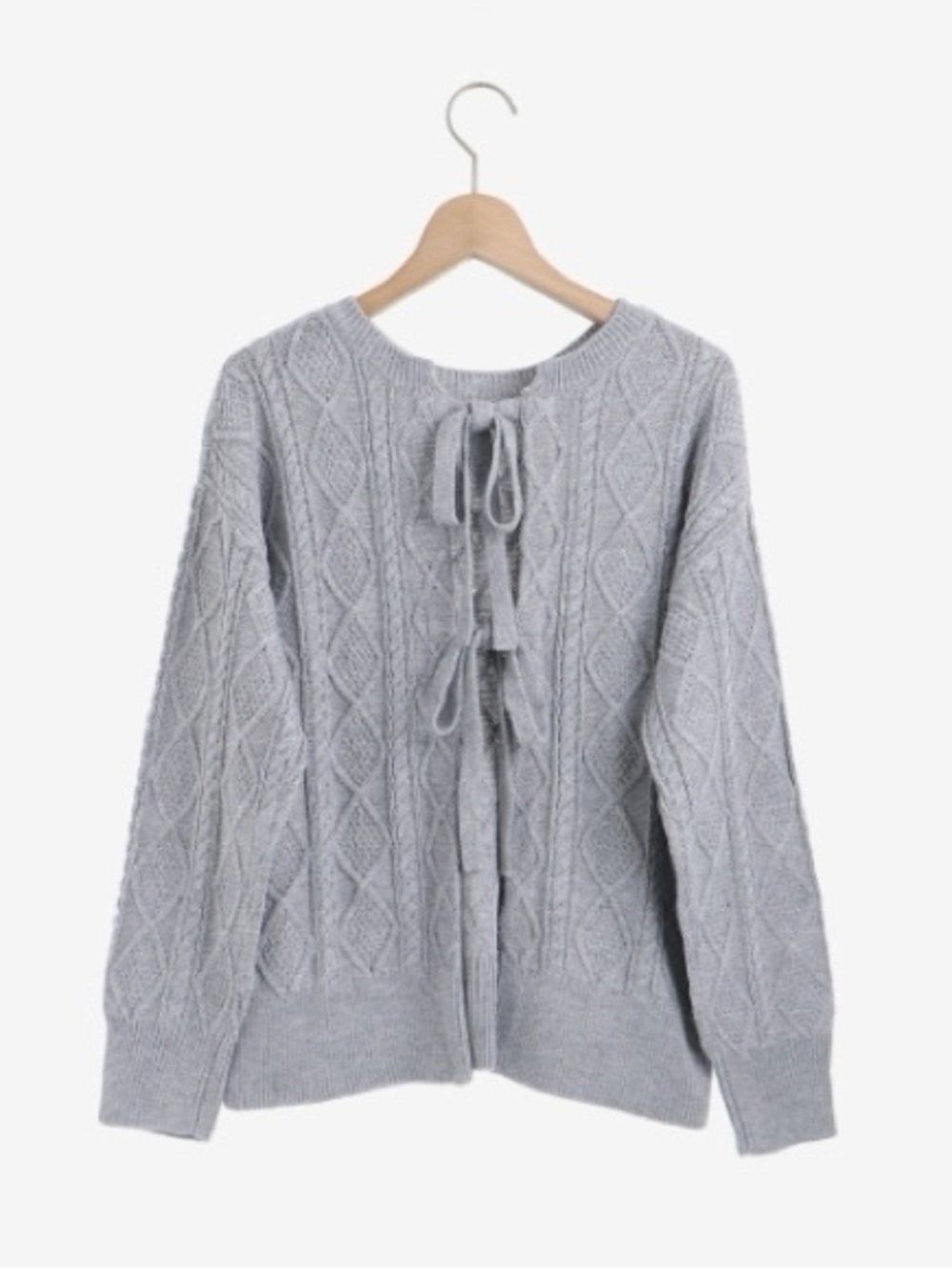NWT Wayf Light Gray Cable Knit Tie-Front Cardigan